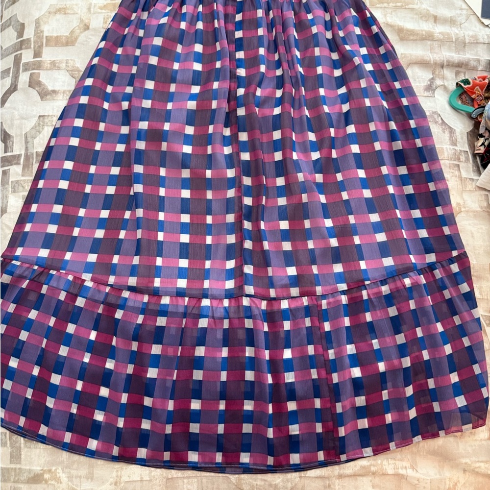 Ann Taylor Plaid Maxi Skirt in Purple, white blu and Pink - Picture 3 of 6